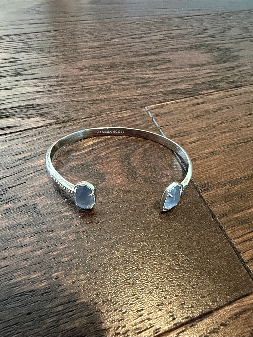 Kendra Scott Silver Open Cuff Bracelet with Pale Gray Stones